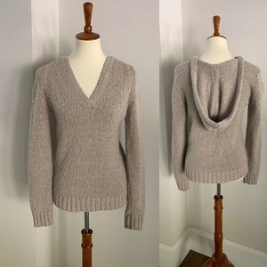 Anne Klein Hooded Cotton/Alpaca Sweater